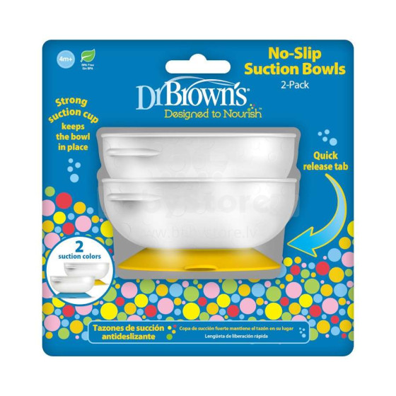 Dr.Browns No-Slip Suction Bowl, 2-Pack, art.TF019