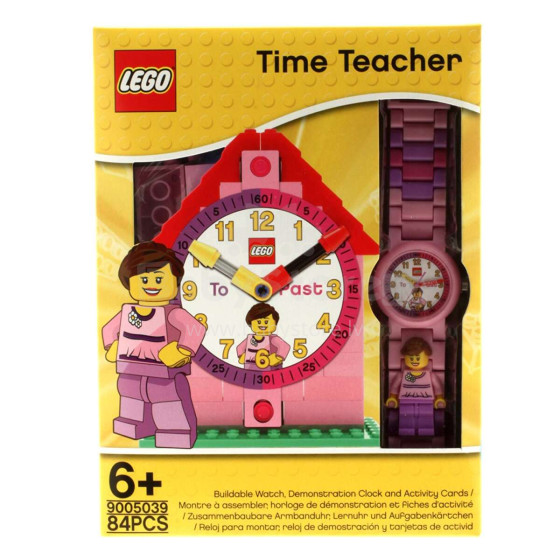 CLICTIME Mācību pulkstenis Lego, rozā