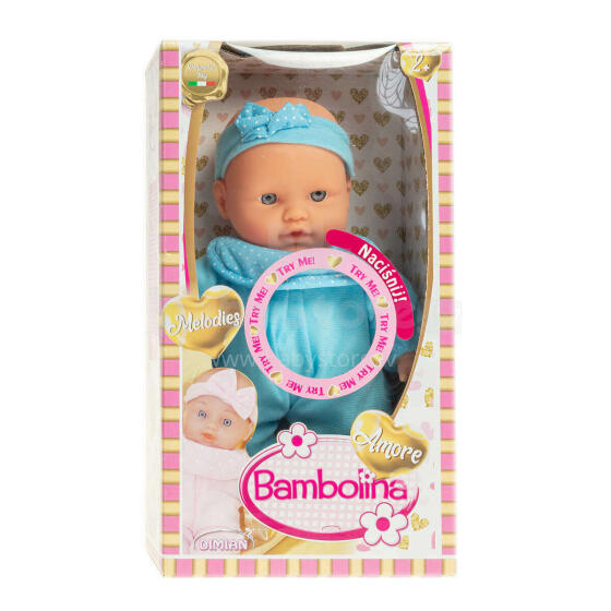 BAMBOLINA minkšta lėlė su kūdikio garsais, Amore, 26cm, BD1814