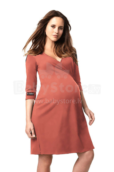 La Bebe™ Nursing Cotton Dress Donna Art.127325 Coral Red Raudona medvilnė prieš ir po motinystės suknelės