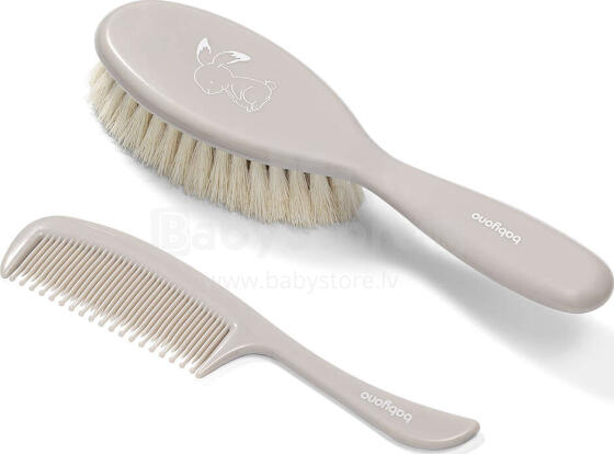 Šepetys natūralus NATURAL SUPER SOFT + šukos BabyOno 568/03 pilkas