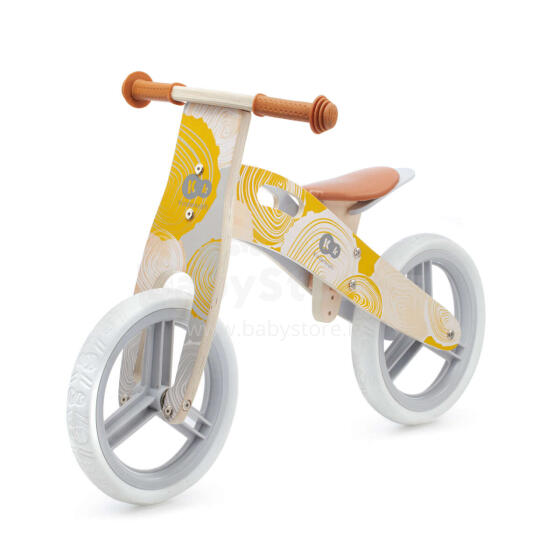 KinderKraft'21 Runner Natural Yellow Art.KRRUNN00YEL0000  Vaikiškas motoroleris su mediniu rėmu