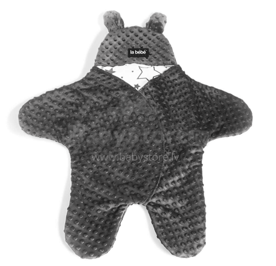 La bebe™ Minky+Cotton Art.131581 Dark Grey Overalls for a baby for a car seat (stroller) with handles and legs