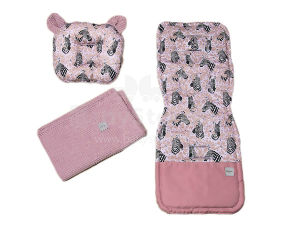 Baby Love Baby Set  Art.131737 Pink Комплект:мягкий вкладыш  для коляски/подушка/ одеяло (плед)