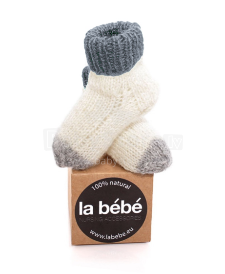„La Bebe ™ Ėriukų vilna“. 83993 Natūralios vilnos kūdikių kojinės iš natūralios vilnos