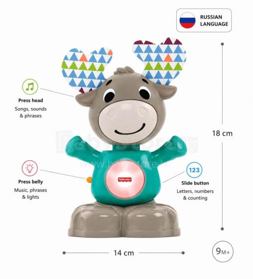 Fisher Price Interactive Musical Moose Art.GJB21  Interaktyvus žaislas Muzikinis Briedis (rusų k.)