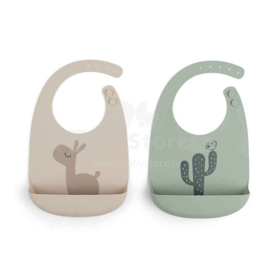 Done by Deer silicone bib 2-pack Lalee Sand-Green