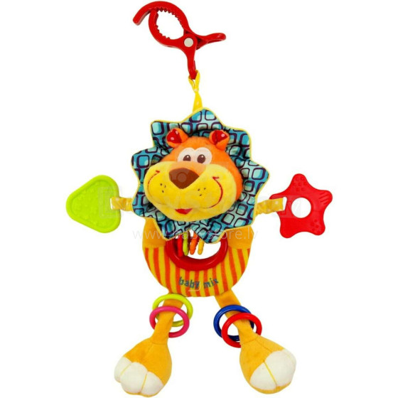 BabyMix Lion Art.34506 Yellow Rotaļlieta piekārināma ratiem ar grabuļiem