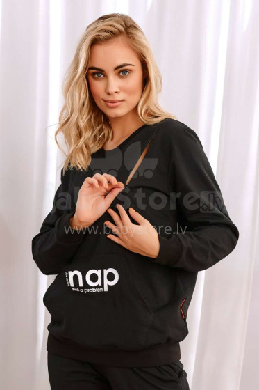 Doctornap Sweatshirt Art.DRS.4262 Black Sporta džemperis  grūtniecēm/barošanai