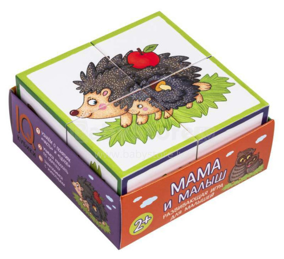 Kids Book Art.28177  Умные кубики мама и малыш  (4 кубика)
