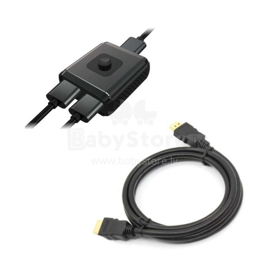 HDMI centrmezgls (2 ligzdas) + HDMI kabelis 2gab.