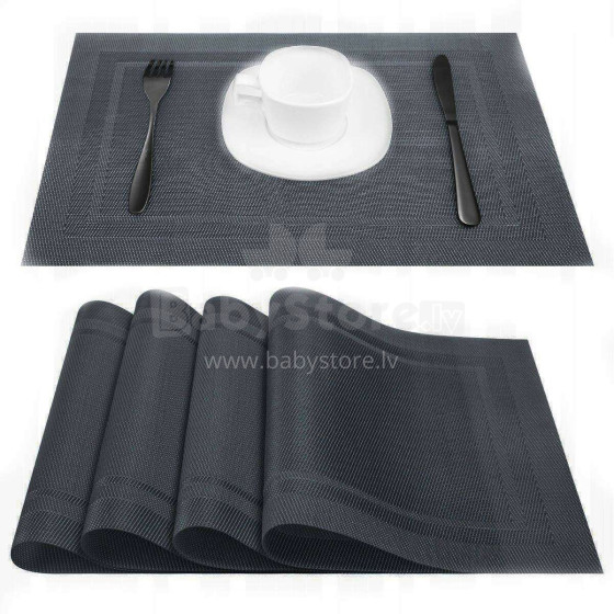 6 gab. galda paklājiņu komplekts, melns