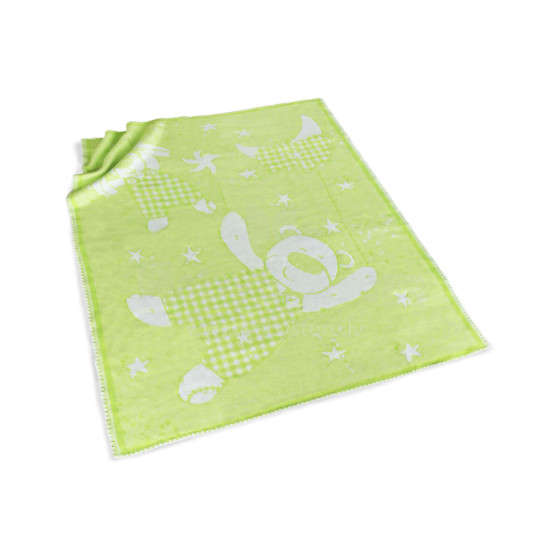 Kids Blanket Cotton  Art.G00011 Green Bear  Детское одеяло/плед  100х140см(B категория качества)