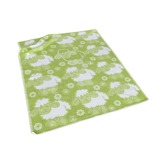 Kids Blanket Cotton  Art.G00011 Green Sheep Mėlynas pledas / antklodė vaikams 100x140cm, (B kokybės kategorija)