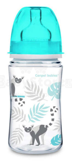 CANPOL babies EasyStart ar platu atvērumu pudelīte Jungle, 240 ml, 35/227_grey