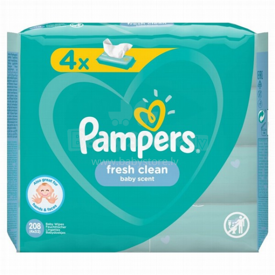 Pampers Sensitive Art.2T1954 drėgnos servetėlės, 52x4 vnt