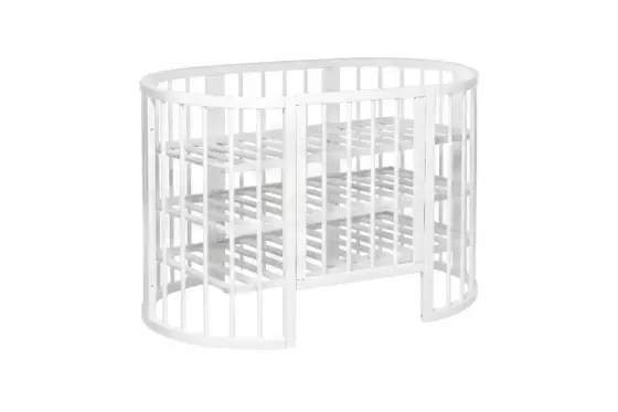 La Bebe™ Bed Kotto Olin 9 in 1 Art.141419 White Daugiafunkcinė medinė transformuojama lovelė 9 viename