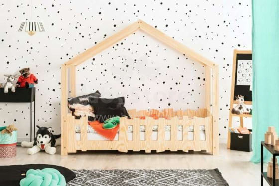 Adeko Furniture Selo B Art.SeloB-70160  Bērnu gulta mājas formā no dabīgas priedes  160x70cm