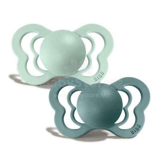 Bibs Couture Art.143045 Nordic Mint / Islan Sea  ėdalas (čiulptukas) iš 100% natūralaus kaučiuko nuo 0-6 mėn. (2 vnt.)