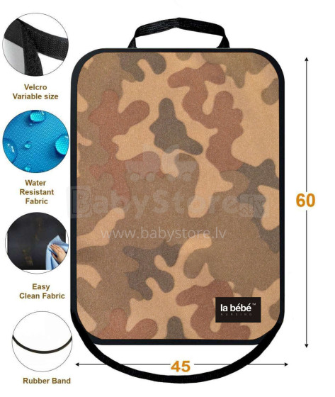 La bebe™ Car Seat Back Protector Art.143251 Camouflage Защитный чехол для спинки переднего сидения
