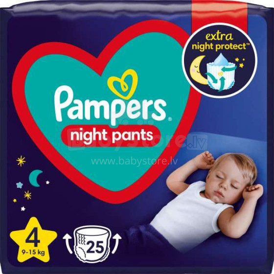 Pampers Nights Pants Art.P04H870 nakts biksītes S4 izmērs 9-15 kg,25gb