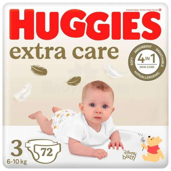 Huggies Art.144809 Exstra Care  (3) autiņbiksītes (6-10 kg.), 72 gab./iepak.