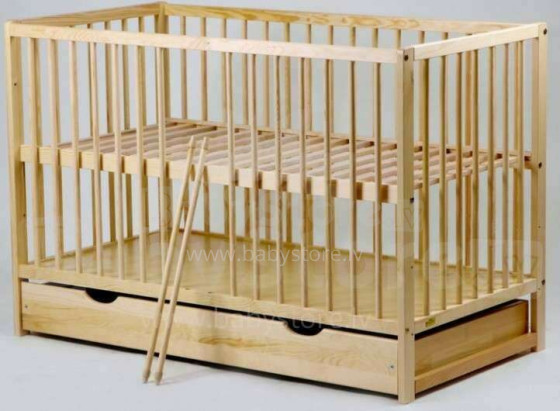 Baby Crib Club  DK  Art.117585 Natural Bērnu kokā gultiņa ar kasti 120x60cm