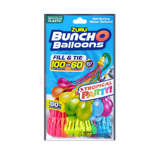 ZURU BUNCH O BALLOONS Vandens balionai „Neoninės spalvos“, 3 ryšuliai