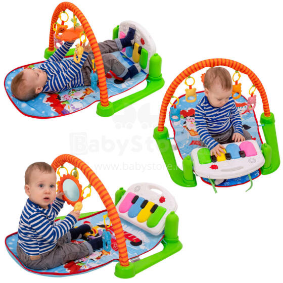 Ikonka Art.KX9885 Mokomasis kilimėlis vaikams 3in1 gyvūnai + pianinas