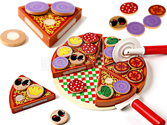 Ikonka Art.KX7728 Pizza wooden play set with accessories