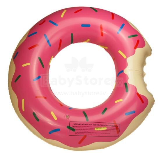 Ikonka Art.KX9789_1 Vaikiškas pripučiamas Donut ratas 50 cm rožinės spalvos