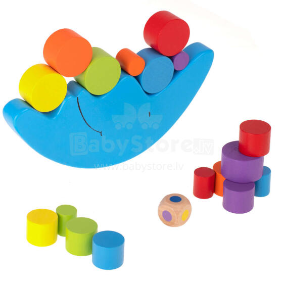 Ikonka Art.KX7295 Balansuojantis mėnulio medinis montessori vikrumo žaidimas