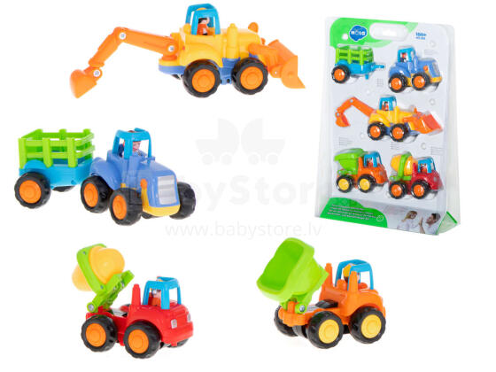 Ikonka Art.KX6007 Transporto priemonės vilkikas sunkvežimis ekskavatorius savivartis 4pc HOLA