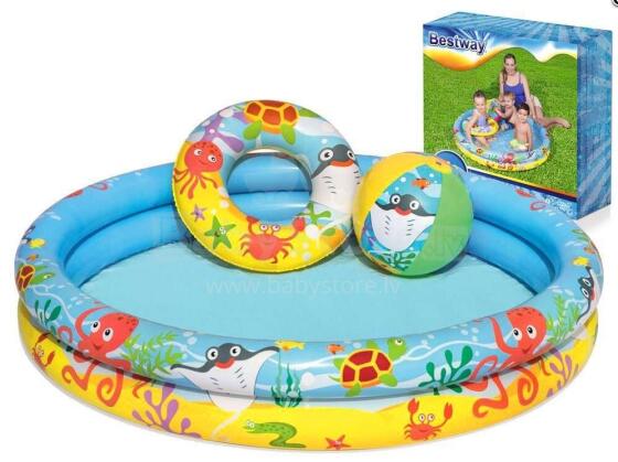 Ikonka Art.KX5894 BESTWAY 51124 Baseino kamuolys apskritimo formos baseine 122cm