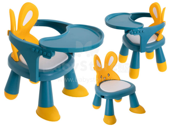 Ikonka Art.KX5846 Barošanas un spēļu galda krēsls dzeltens un zils
