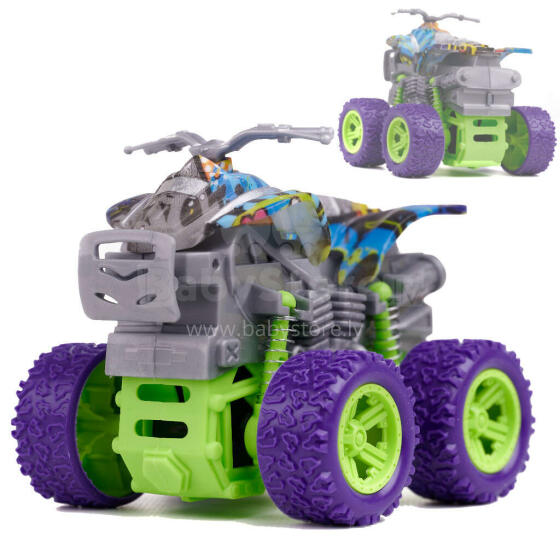 Ikonka Art.KX5661 Monster Truck visureigis su keturračiu pavara žalia-violetinė 1:36