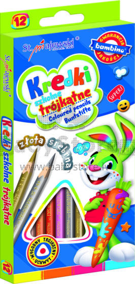 Ikonka Art.KX5486 BAMBINO School triangular pencils 12 colours