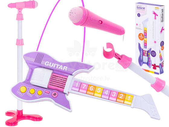 Ikonka Art.KX5468 Elektrinė roko gitara su mikrofonu violetinės spalvos