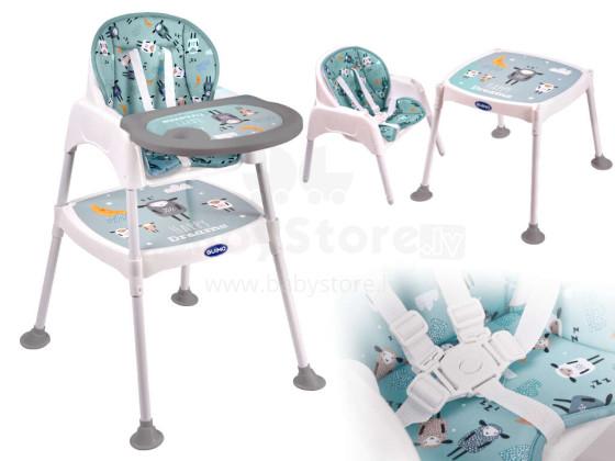 Ikonka Art.KX5317_1 Feeding chair stool stool chair 3in1 green