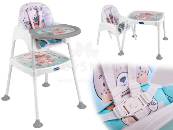 Ikonka Art.KX5317_2 Barošanas krēsls taburete taburete krēsls 3in1 zils