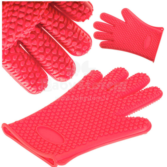 Ikonka Art.KX5214 Thermal silicone kitchen glove red
