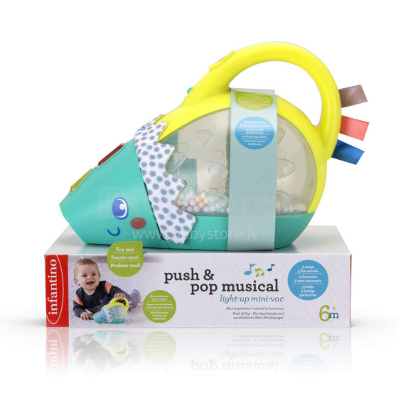 INFANTINO Push & pop Muzikālais mini putekļsūcējs ar gaismām