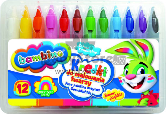 Ikonka Art.KX5479 BAMBINO pieštukai veidui tapyti 12 spalvų