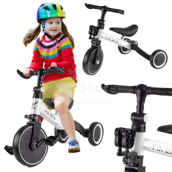 Ikonka Art.KX5377 Trike Fix Mini krosinis triratukas 3in1 su pedalais baltas