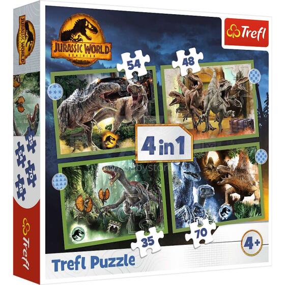 TREFL JURASSIC PARK 35+48+54+70 dėlionių rinkinys „Juros periodo parkas“