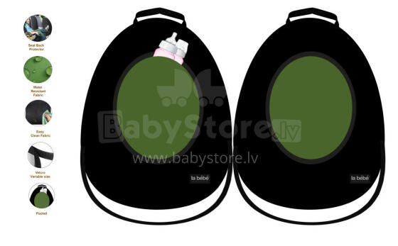 La bebe™ Car Seat Back Protector Avocado Art.148757 Black Cover me with Love and Avocuddle automobilinės kėdutės užvalkalas