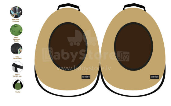 La bebe™ Car 2-Seat Protectors Set Avocado Art.148787 Neutral Cover me with Love and Avocuddle automobilinės kėdutės užvalkalas
