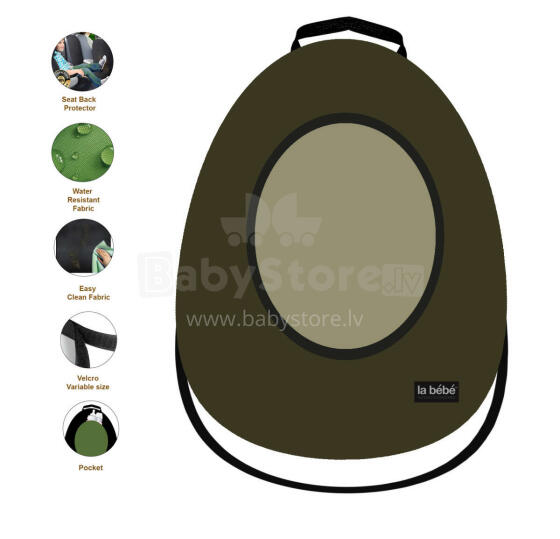 La bebe™ Car Seat Protector Avocado Art.148789 Green Cover me with Love and Avocuddle automobilinės kėdutės užvalkalas