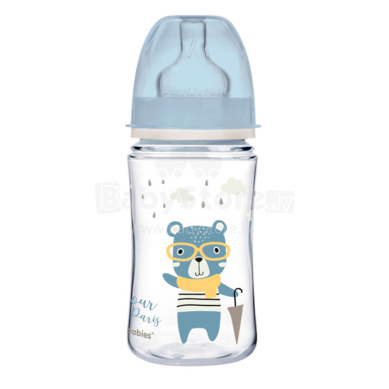 Canpol babies Art.35/232_blu Easy Start BONJOUR PARIS  Plata kakla barošanas pudelīte Anti-colic 240ml