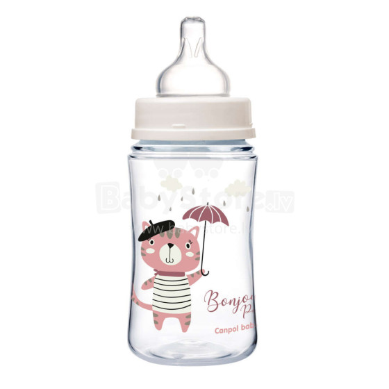 Canpol babies Art.35/232_pin Easy Start BONJOUR PARIS  Plata kakla barošanas pudelīte Anti-colic 240ml E